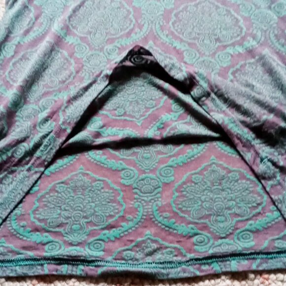 Maurices Women's Brown & Teal Sheer Damask Long Sleeve Pullover Top - Picture 8 of 10